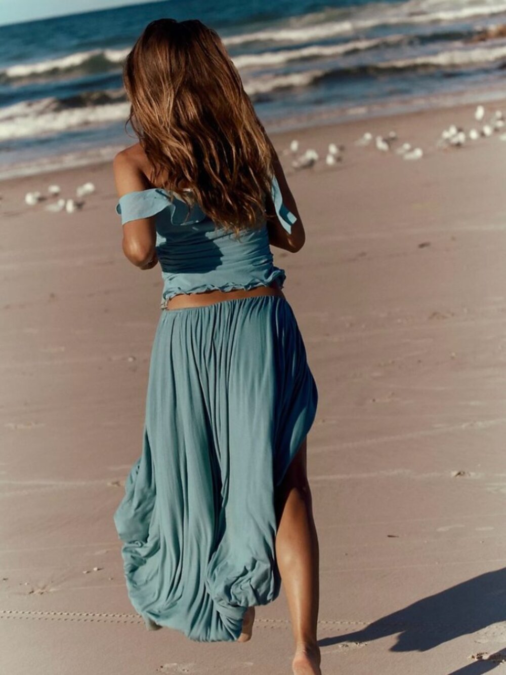 Free People Seafoam High-Low Maxi Skirt